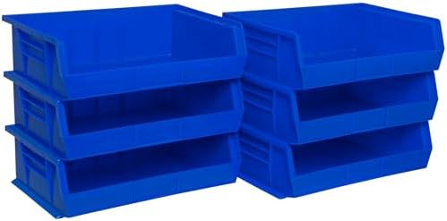 Akro-Mils 30255 AkroBins Plastic Storage Bins, 11"x16"x5", Blue, 6-Pack