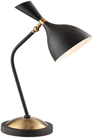JONATHAN Y Albert 21.5" Mid-Century LED Metal Desk Lamp, Black/Brass Gold