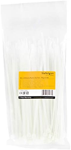 StarTech 8"(20cm) Cable Ties, 94V-2/UL Listed, White, TAA (CBMZT8N)