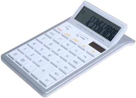 Victor 12-Digit Battery/Solar Desktop Calculator, Twelve-Digit Tilt LCD Display, White Simple Calculator with Silver Accents (6400)