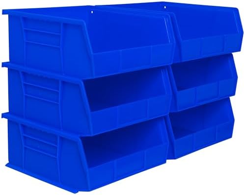 Akro-Mils 30235 AkroBins Plastic Storage Bins, 11"x11"x5", Blue, 6-Pack
