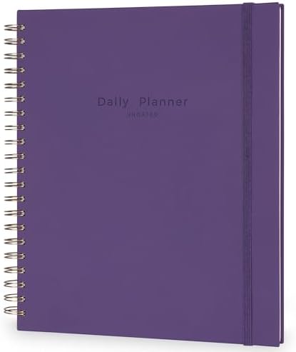 AuroPlanner Undated Daily Planner Notebook 8.5x11 Hourly Schedule Purple