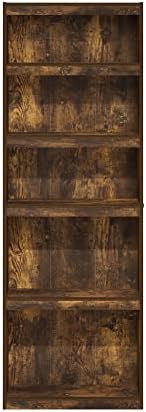 Furinno JAYA Book Shelf, 5-Tier Bookshelf, Enhanced Home Bookcase with Adjustable shelf, 9.5 x 24.5 x 71.1, for Organization and Storage, for Living Room, Bedroom, Home Office, Amber Pine