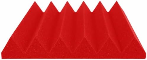 Foam Factory Inc 24 Pack Color Acoustic Foam Panel Studio Soundproofing Wedge Wall Tiles 12” X 12” X 2” (Red)