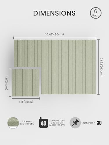 Bumusty 36"x 24" Large Felt Bulletin Board Tiles,Sage