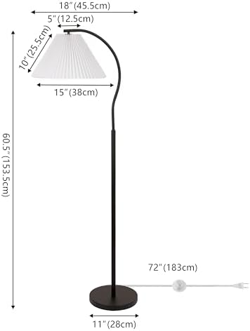 JONATHAN Y Devon 60.5" Modern Glam Arc Floor Lamp, Black
