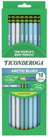 Ticonderoga Wood-Cased Pencils Pre-Sharpened, Arctic Blues, 18 Count | Ideal for writing, drawing, schoolwork, classrooms and office use
