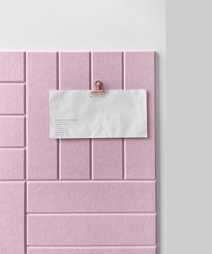 Felt Bulletin Board- Cork Board Tiles Alternative - 12 Pack Square Felt Wall Tiles with Safe Removable Adhesive Tabs - Light Pink