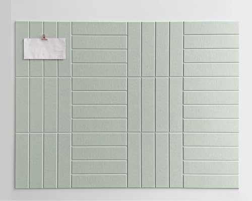 Slated Felt Bulletin Board Tiles | Cork Board Alternative for Walls | Wall Panels for Office & Home Decor | Aesthetic Pinboard & Photo Board | 12-Pack (11.8" x 11.8") with Adhesive | Mint