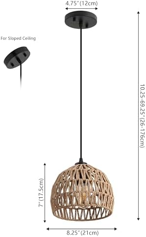 JONATHAN Y Campana 1-Light Pendant Dome Ceiling Lamp, 8.25", Brown