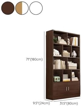 Closed Back Cabinet Wood Standard 9.5'' Wide Bookcase Bookshelf Storage Rack Multi-Layered Storage Shelf Cabinet Display Unit Integrated Against the Wall White 31.5" L x 9.4" W x 70.9" H