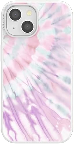 PopSockets iPhone 15 Phone Case with MagSafe- Coastal Dye Purple | Magnetic, Wireless Charging, Camera & Drop Protection, Purple, Aura, Rainbow, Colorful