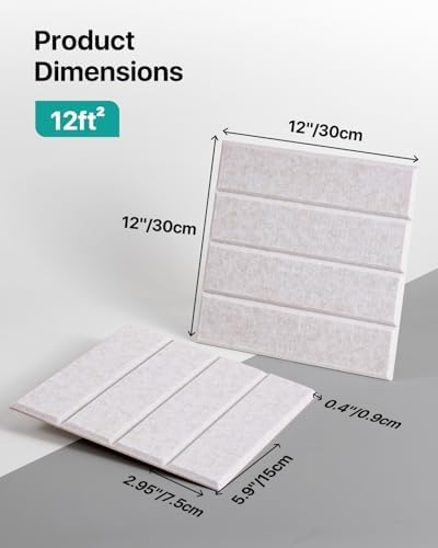 Soundsbay Sound Proof Foam Panels for Walls Self-Adhesive, 12-Pack 12"X12"