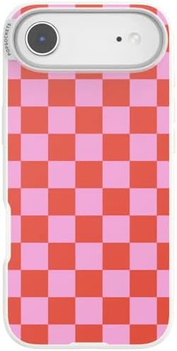 PopSockets iPhone 17 Air Phone Case with MagSafe- to-Go Wrap | Magnetic, Wireless Charging, Camera & Drop Protection, Checkered, Red, Textured