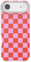 PopSockets iPhone 17 Air Phone Case with MagSafe- to-Go Wrap | Magnetic, Wireless Charging, Camera & Drop Protection, Checkered, Red, Textured