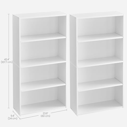 VASAGLE Set of 2 Bookshelves, 23.6 Inches Wide, 4-Tier Open Bookcases