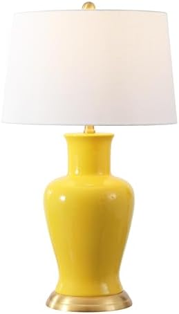 JONATHAN Y Julian Classic Ceramic Urn Metal LED Table Lamp 29", Yellow