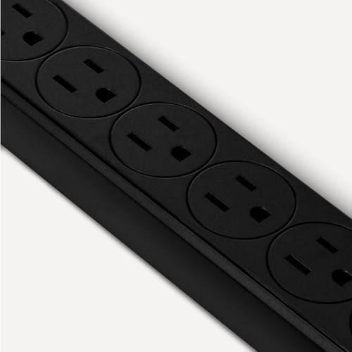 Amazon Basics Rectangle 6-Outlet Surge Protector Power Strip with Circuit Breaker, 600 Joule, 2ft Cord, Black, 2-Pack