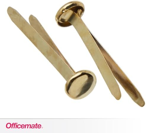 Officemate Brass Plated Fasteners, 1.25-Inch Length, 0.375-Inch Head, 100 per Box (99815)