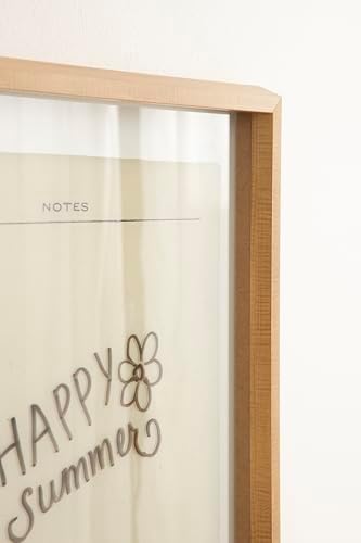 Kate and Laurel Framed Glass Dry Erase Art Vintage Notes Whiteboard for Wall by The Creative Bunch Studio, 18 x 24, Blake Natural Frame, Modern, Dry Erase Art for Wall Decor