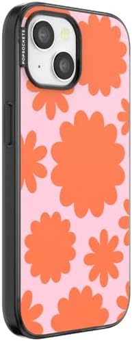 PopSockets iPhone 15 Phone Case with MagSafe- Floating Florals | Magnetic, Wireless Charging, Camera & Drop Protection, Hot Pink, Flower, Floral
