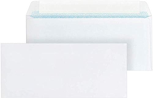 Mead Envelopes, #10, 4-1/8" x 9-1/2", Self Adhesive, 90 Count | Security Printed Lining | 20-lb Paper | White
