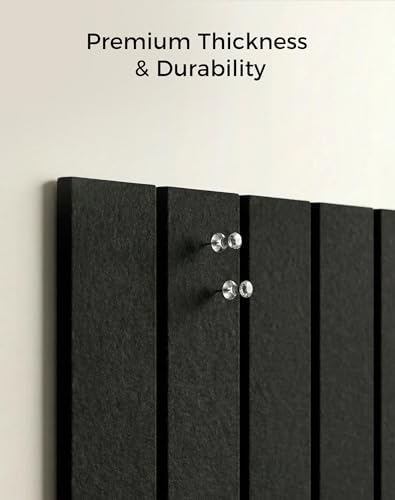Aothia 12-Pack Felt Bulletin Board Tiles 48"x36", Modular Pin Board for Notes, Photos & Mood Boards, Cork Board Alternative for Smooth Walls, 0.35" Thick, 70 Adhesive Tabs & 40 Pins, Black