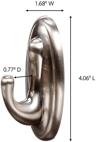Command 5 lb Large Brushed Nickel Color Hooks, 2-Count of 2 Wall Hooks and 2 Command Strips, Wall Decor, and Room Decor (Pack of 6)