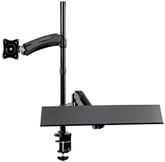 Monoprice Articulating Gas Spring Sit Stand Monitor and Keyboard Workstation Mount - for Displays 13in to 26in, VESA 75x75 to 100x100, Easy to Use, Compatible with Most Desks, Black