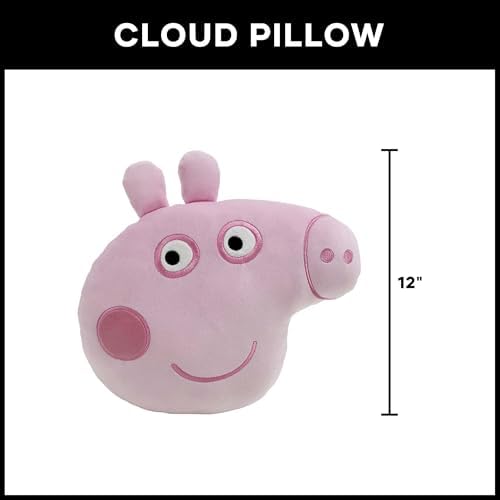 Northwest Peppa Pig Peppa Smiles Cloud Pillow 12" – Plush Kids Stuffed Toy, Cartoon Character, Bedroom Decor, Gift for Girls & Boys