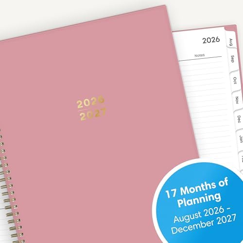 Blue Sky 2026-2027 Weekly & Monthly Academic Planner, 8.5"x11", Dusty Rose