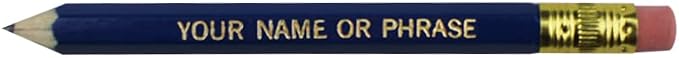EZPENCILS & GIFTS - Golf Pencils Tipped with Eraser (1/2 a Pencil - Pew Pencils) - Dark Blue Colored Barrel - FREE-PERSONALIZATION - 2HB Black Lead - Custom Text - Non-Smear Eraser – Package of 100