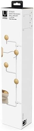Umbra Estique Over the Door Organizer, 5-Hook Steel, Small, White/Natural