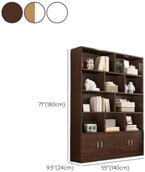 Closed Back Cabinet Wood Standard 9.5'' Wide Bookcase Bookshelf Storage Rack Multi-layered Storage Shelf Cabinet Display Unit Integrated Against the Wall Natural/White 55.1"L x 9.4"W x 70.9"H