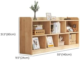 Unfinished Color Pine Book Rack 2/3/4-Tier Storage Solid Wood Cabinet, Pine Wood Storage Shelving Unit 8-Compartment Square Grid Cabinet Low Bookshelf Natural Finish 55.1"L x 9.4"W x 31.5"H