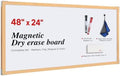 TOWON Magnetic Whiteboard, 48 x 24 Inch, Solid Pine Wood Frame, Natural