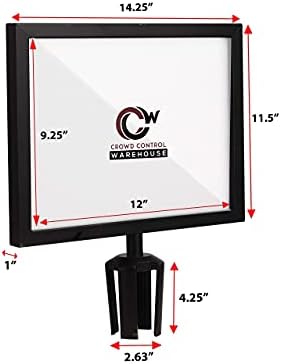Crowd Control Warehouse Stanchion Sign Frame, 11x14-Inch, Polished Brass
