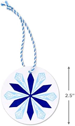 Hallmark 26" Reusable Christmas Gift Wrap (1 Fabric Wrap: Blue Snowflakes on Natural Cotton) for Holiday Parties, Hanukkah, Winter Weddings (Pack of 4)
