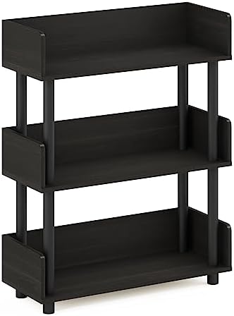 Furinno Turn-N-Tube 4-Tier Black Storage Shelves with Side Panels, Book Shelf, Display Shelf, for Organization and Storage, Living Room, Home Office, Black Espresso