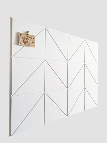 12-Pack White Felt Wall Tiles(11.8“x11.8”Each), 47"x35" Aesthetic Bulletin Pin Board, Large Cork Board Alternative for Office, Classroom & Wall Decor