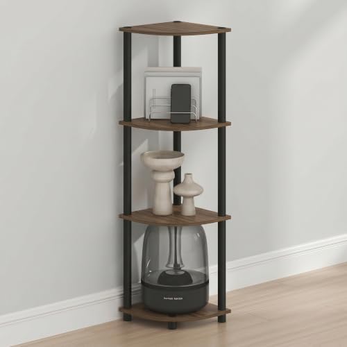 Furinno Turn-N-Tube Toolless 4-Tier Storage Shelves, Columbia Walnut