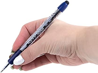 Pentel RSVP STYLUS Ballpoint Pen, Medium Line, Blue Ink, Box of 12 (BK91L-C)