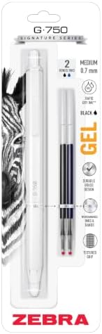Zebra Pen G-750 Pearl White Retractable Gel Pen, Black Ink, 0.7mm, 1-Pack