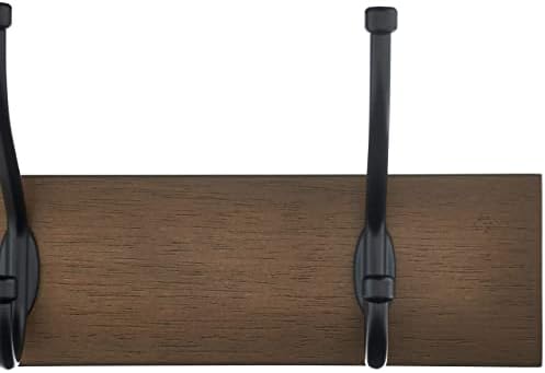Amazon Basics Rectangular Farmhouse Wall-Mounted Coat Rack for Entryway and Bedroom, Storage Organizer, 5 Hooks, Barnwood