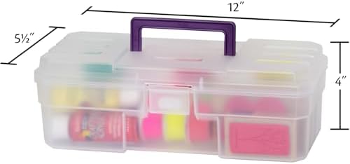Akro-Mils 12-Inch ProBox Plastic Art Supply, Hobby or Craft Storage Toolbox, Model 09912CLPUR, (12" x 5-1/2" x 4"), Clear