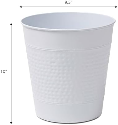 happimess Riley 2 Gal Hammered Steel Bin 10" H, Matte White