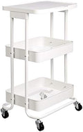 Amazon Basics 2-Tier Rolling Metal Utility Cart with Shelf, Portable Multi-Functional Storage, White