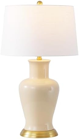 JONATHAN Y Julian Classic Ceramic Urn Metal LED Table Lamp 29", Almond