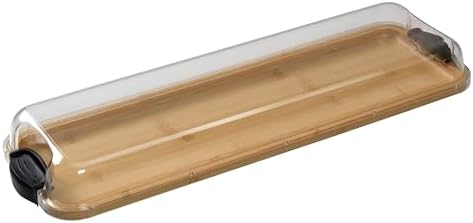 FARBERWARE Rectangular Build-a-Board Cutting Board with Single Compartment and Clear Locking Lid for Charcuterie, Snacks, and More, Bamboo
