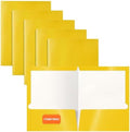 Better Office Products 2 Pocket Glossy Laminated Yellow Paper Folders, Letter Size, 25-Pack, Yellow Paper Portfolios, Box of 25